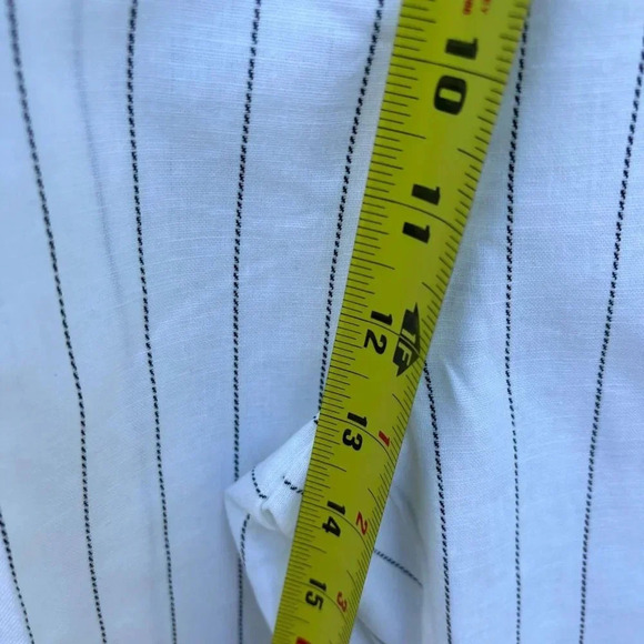 Zara Womens Bloggers Favorite Casual Stripes Linen Trouser Pants White Size XL - Picture 5 of 14
